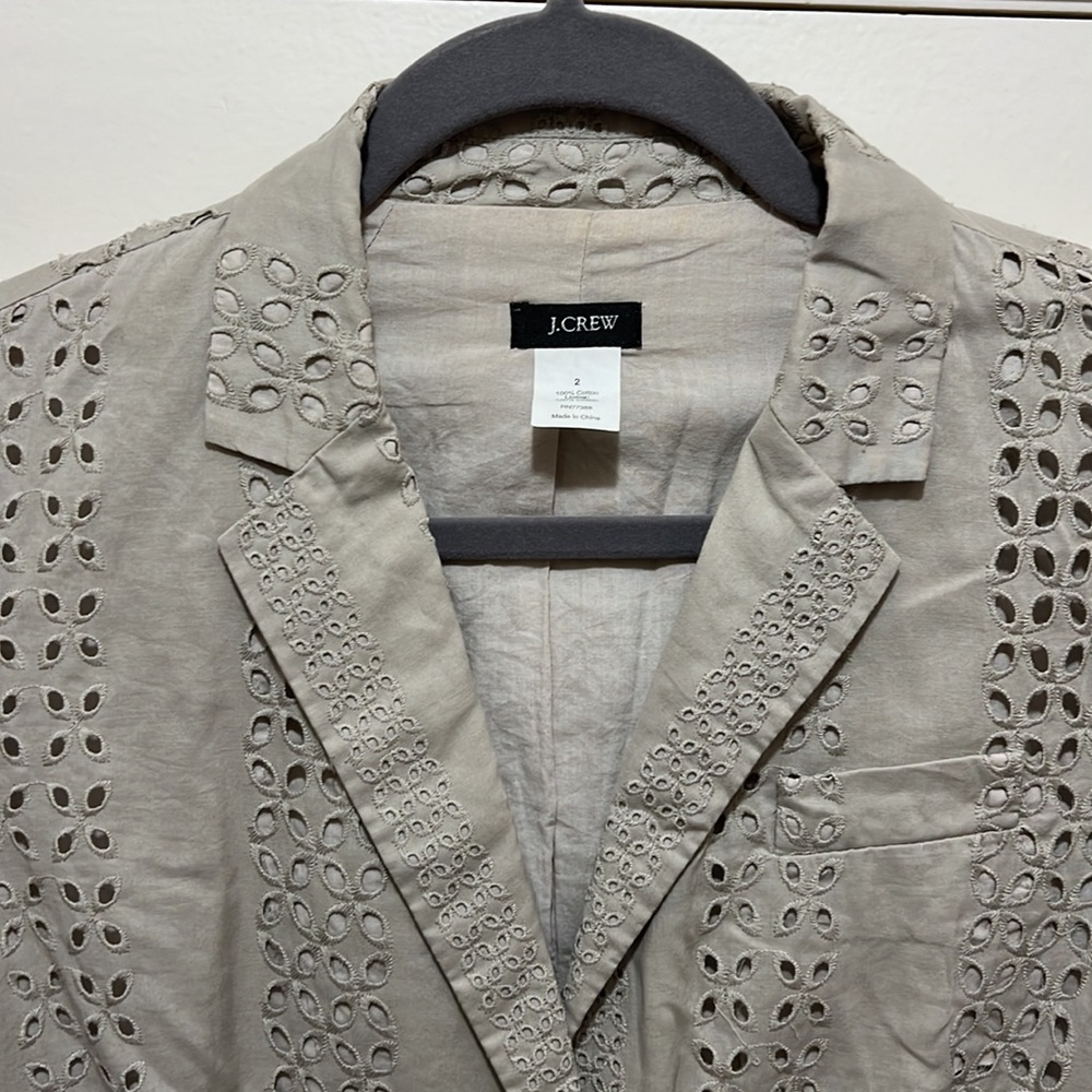 J Crew Cotton Eyelet schoolboy Blazer Grey 2 - Picture 4 of 5